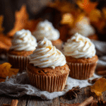 Pumpkin cupcakes with cream cheese frosting