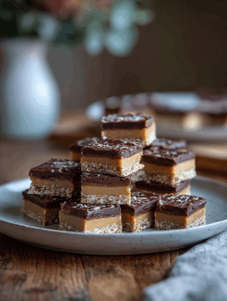 No bake lunch lady bars stacked on white plate