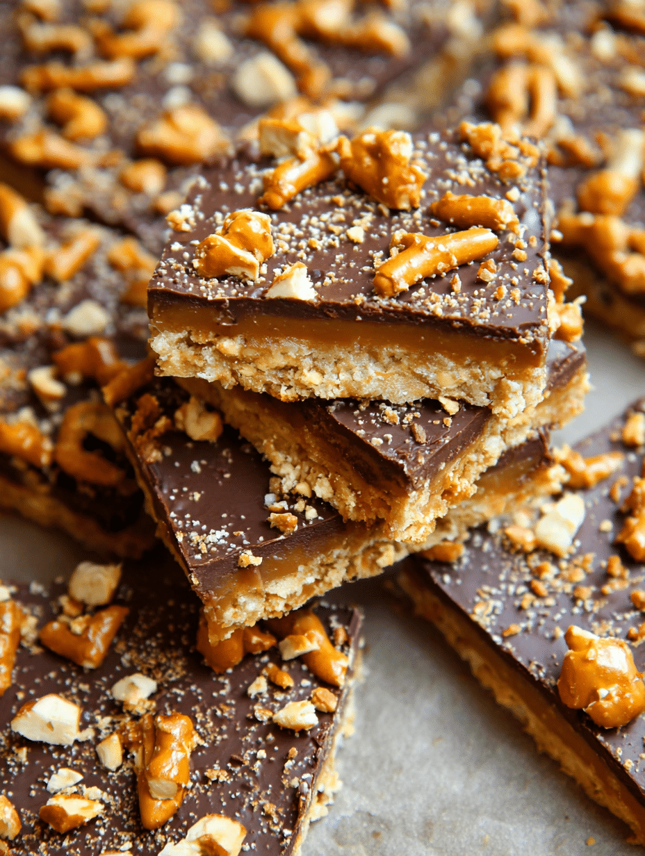 No Bake Caramel Pretzel Crack Bars