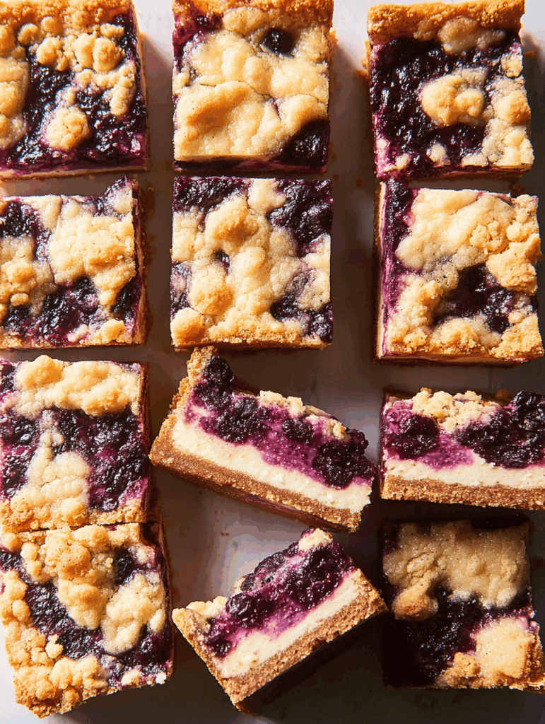 Blueberry Crumble Cheesecake Bars