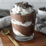High protein carnivore chocolate mousse with whipped cream topping