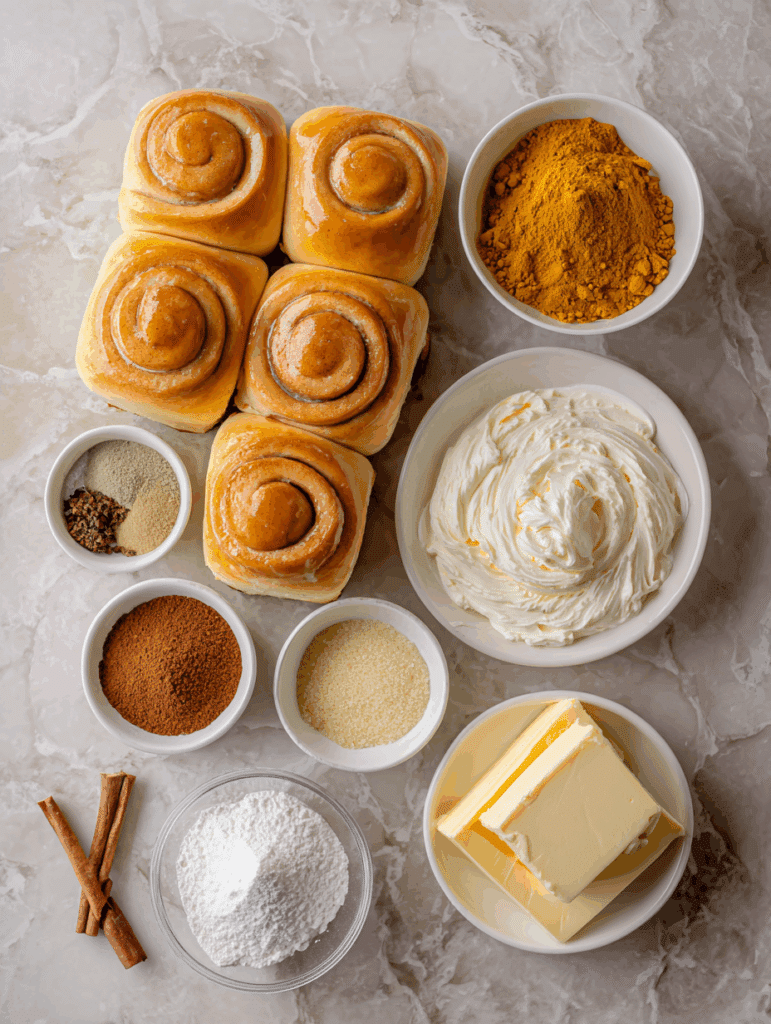 Ingredients for Magic Pumpkin Cinnamon Rolls