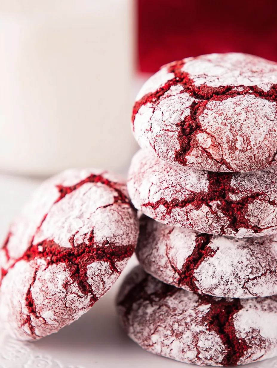 Soft Red Velvet Crinkle Cookies with Cream Cheese Center