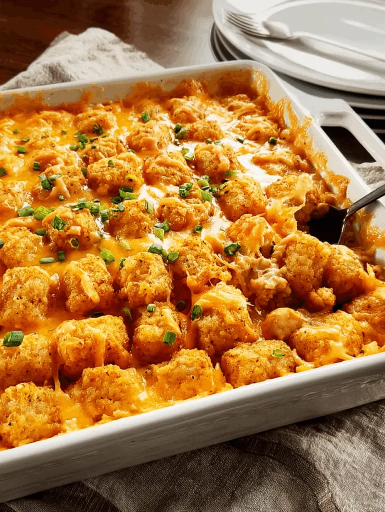Buffalo Chicken Tater Tot Casserole