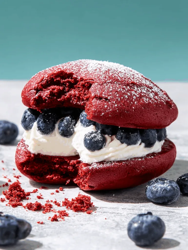 Whoopie pies au velours rouge et aux myrtilles