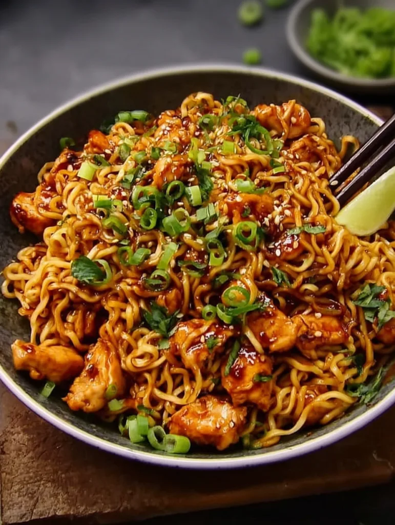 Sticky Garlic Chicken Noodles