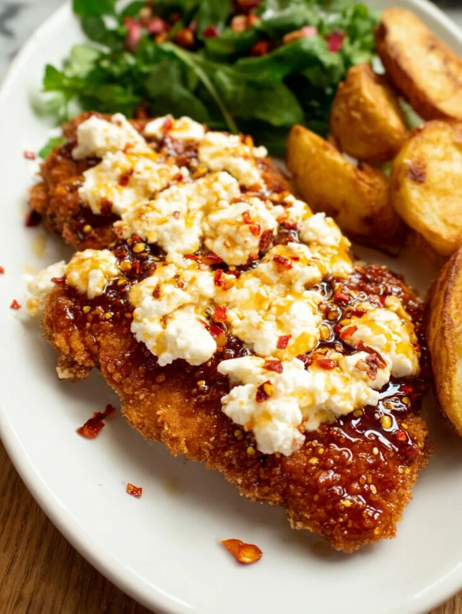 Crispy Chicken with Tangy Feta & Spicy Hot Honey Drizzle