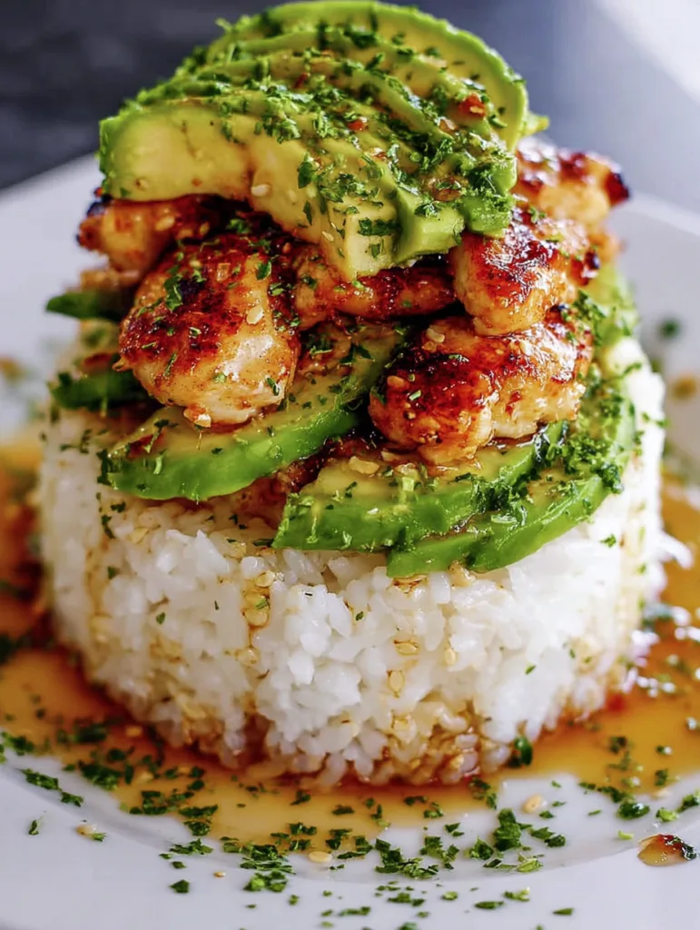 Honey Lime Chicken & Avocado Rice Stack