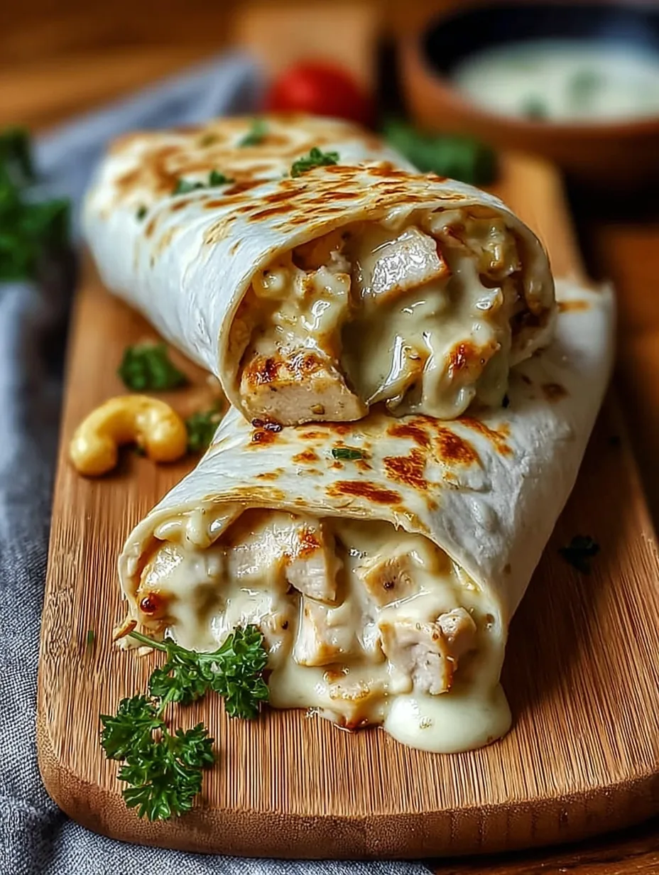 Quick and Easy Cheesy Garlic Chicken Wraps