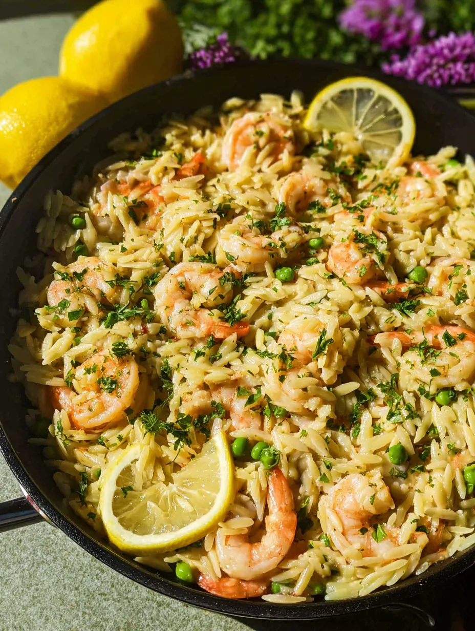 Quick Lemon Butter Shrimp Orzo