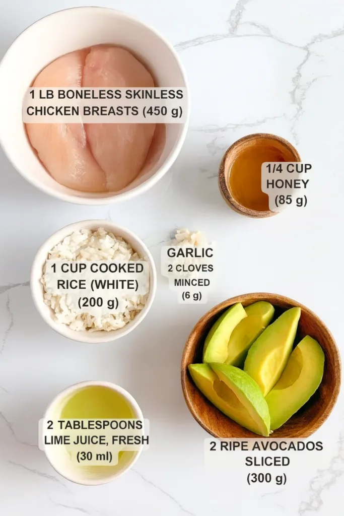 Honey Lime Chicken & Avocado Rice Stack