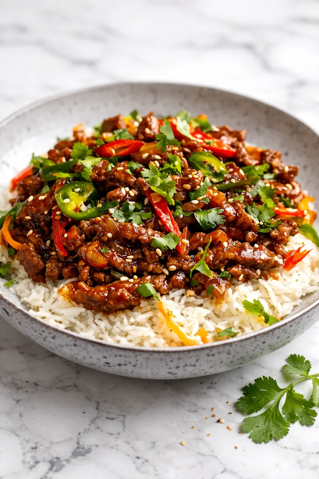 Crispy Chilli Beef Rice