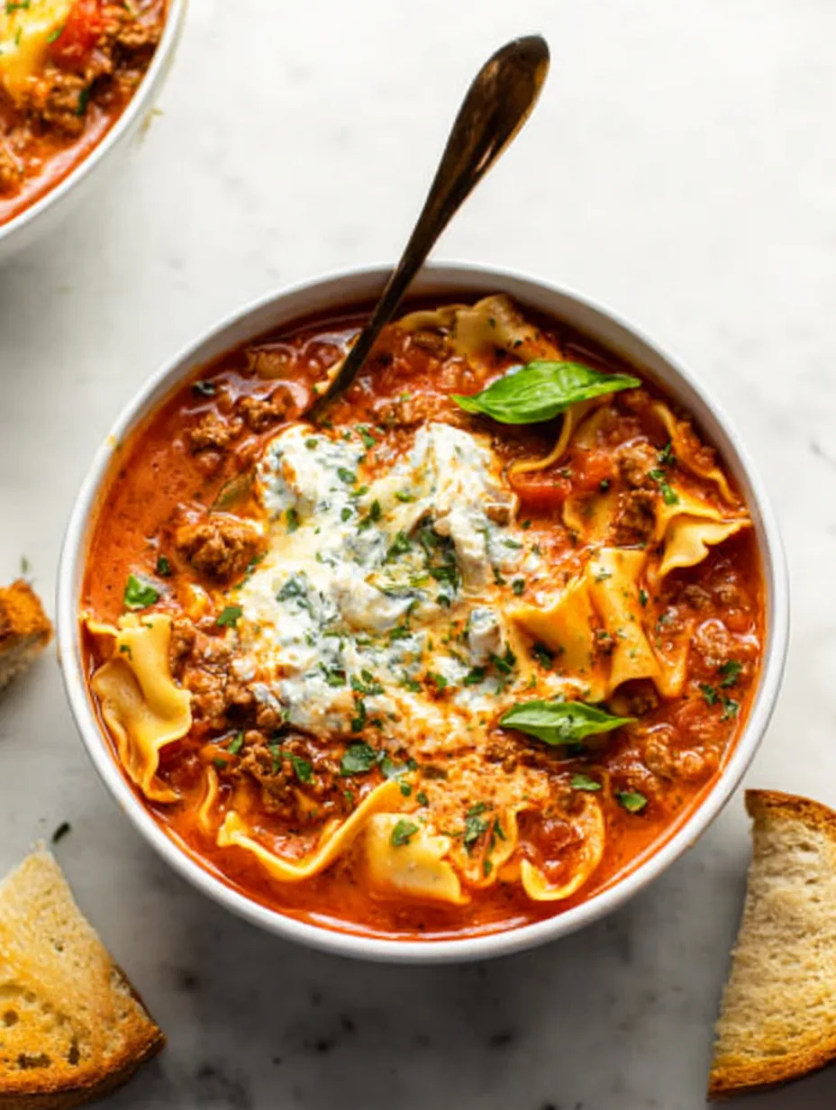 Ricotta-Topped Classic Lasagna Soup