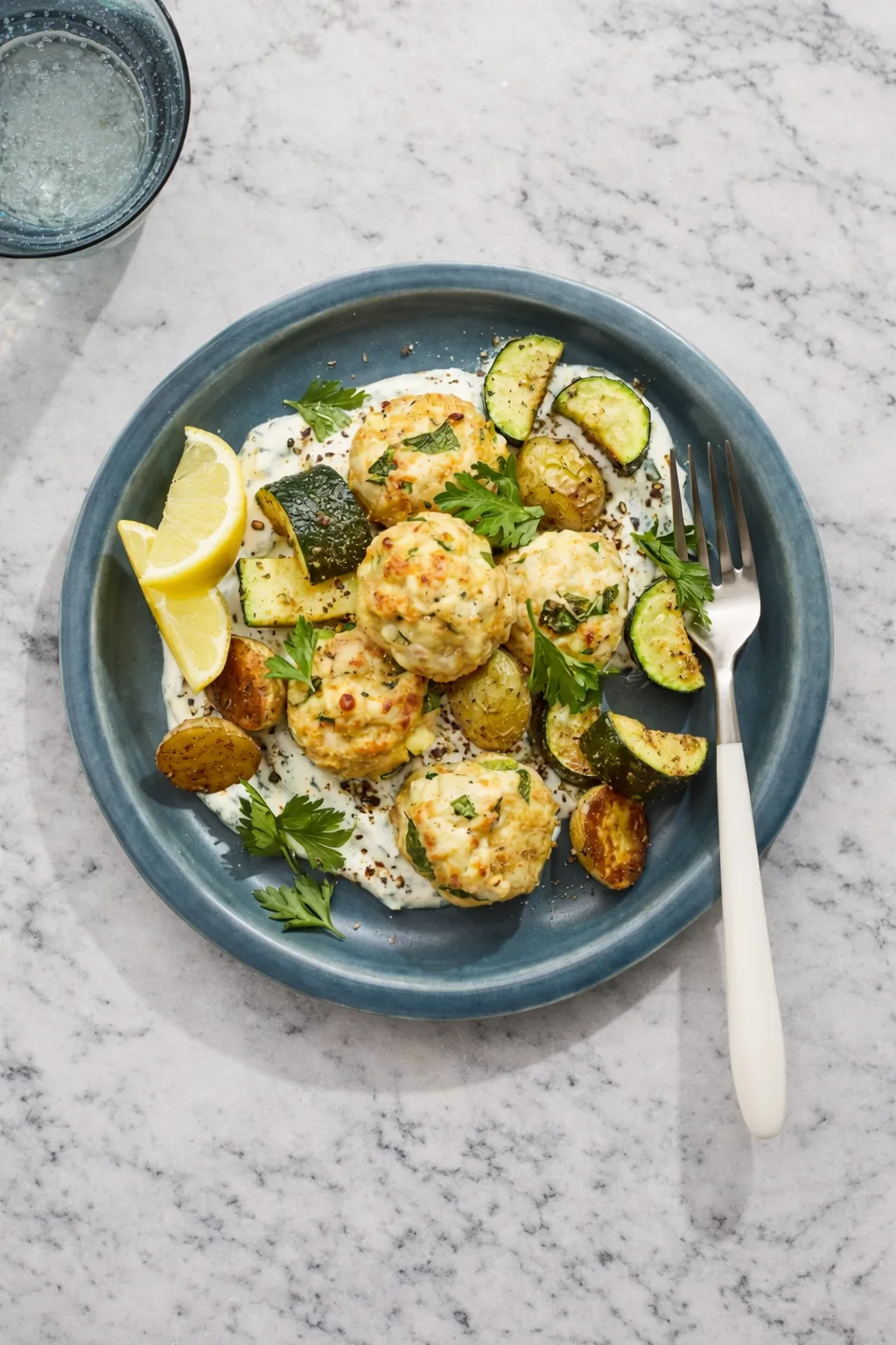 Sheet-Pan Veggie & Turkey Meatball Bake