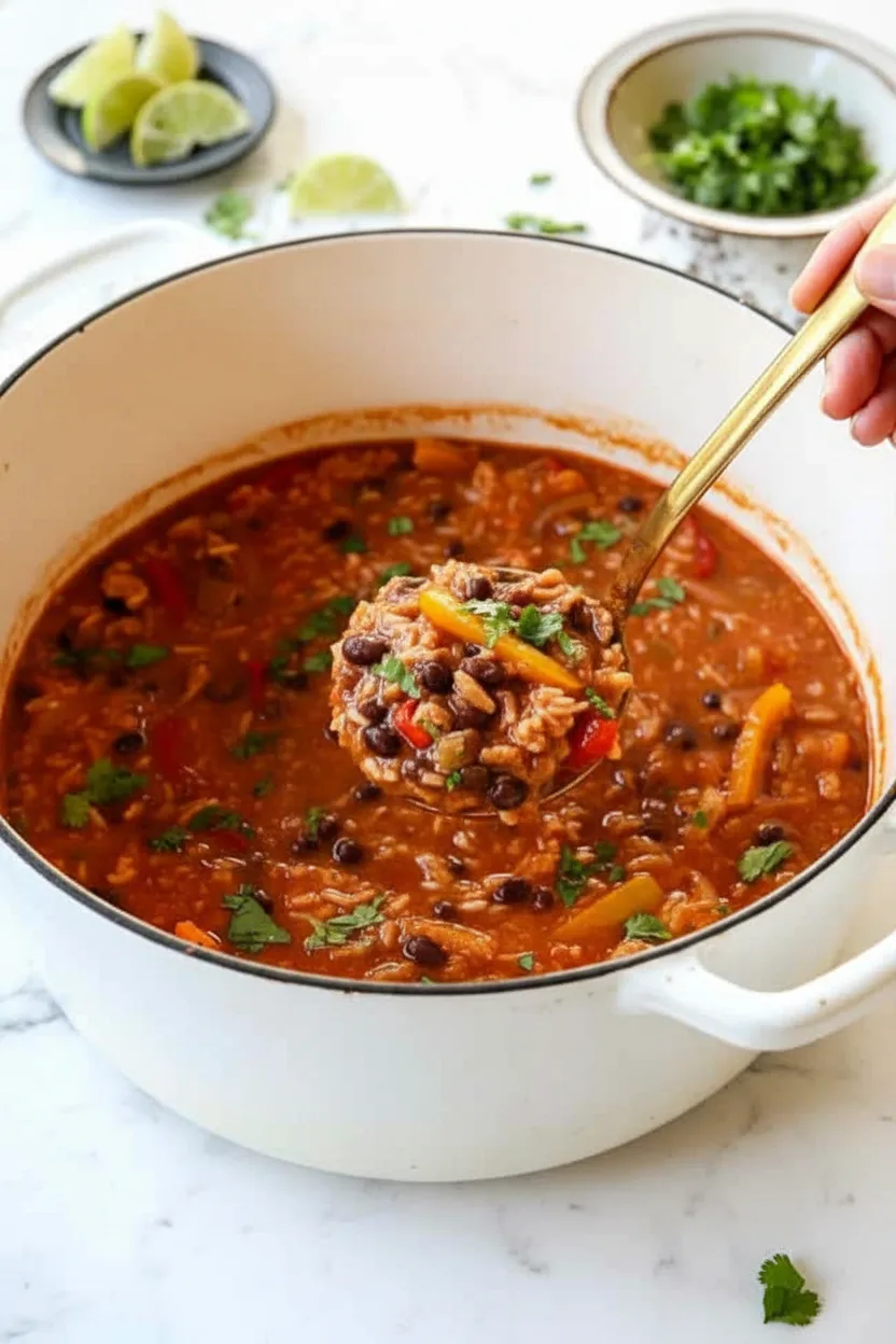 One Pot Chicken Fajita and Rice Soup