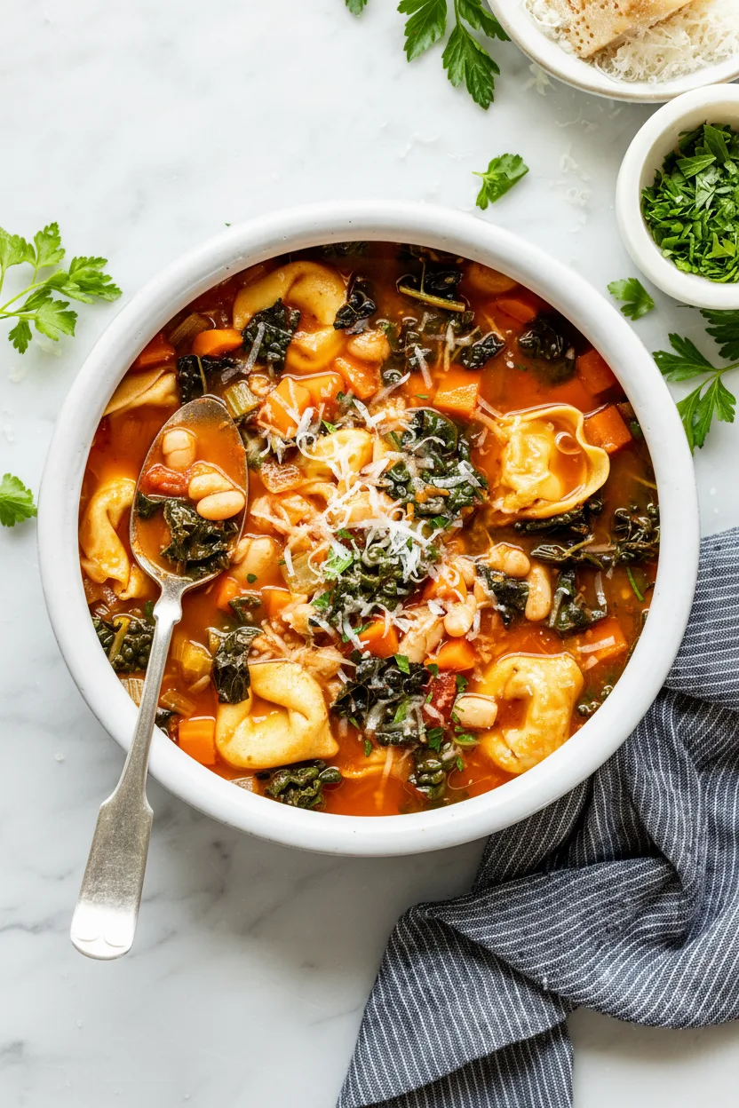 Veggie-Loaded Tortellini Soup (vegetarian)