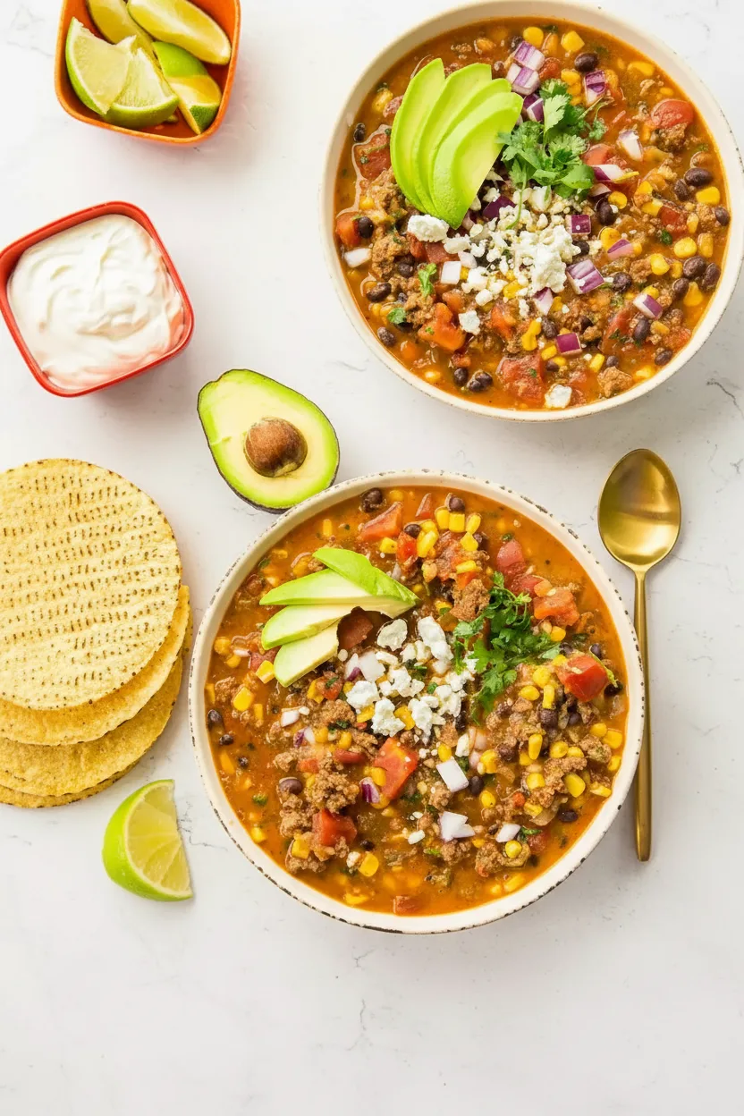 Classic Beef Taco Soup (Stovetop)