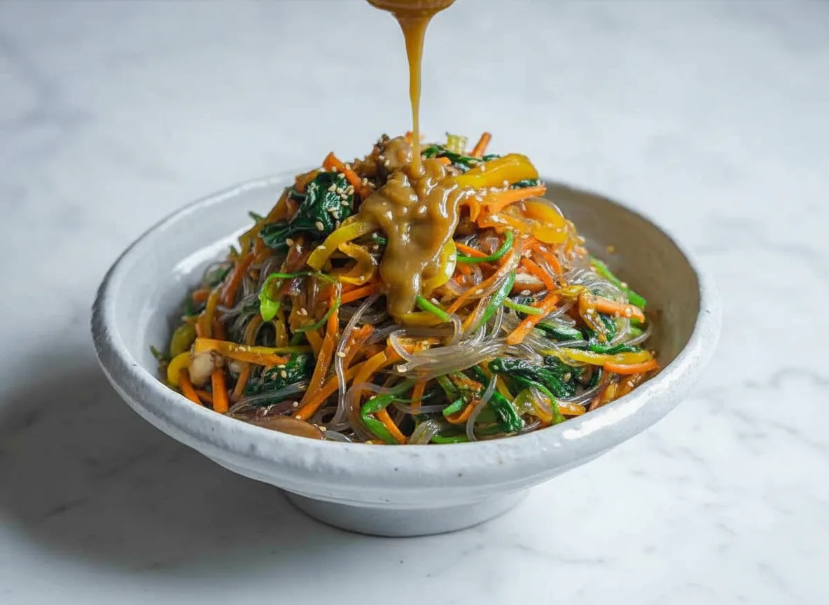 Authentic Korean Japchae Noodles – Veggie Asian Dinner