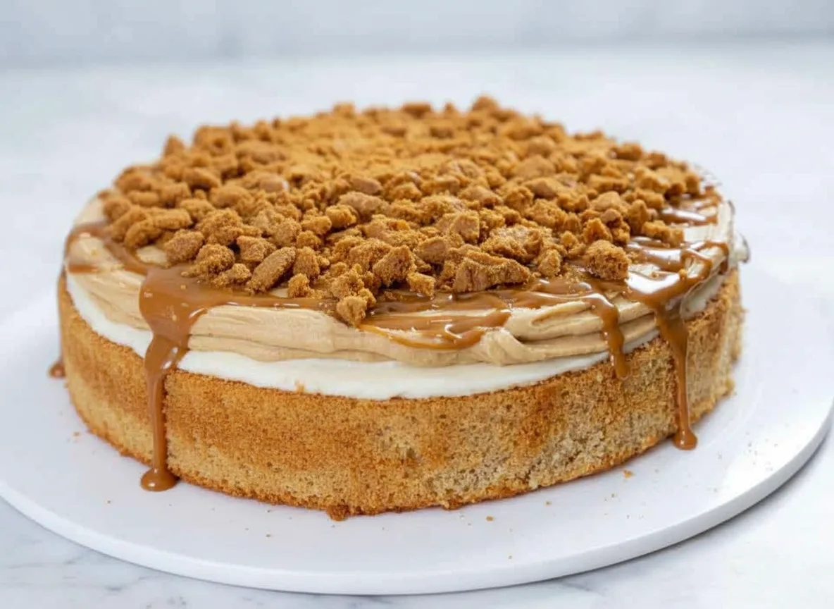 Biscoff Cake Recipe with Gooey Cookie Butter Filling