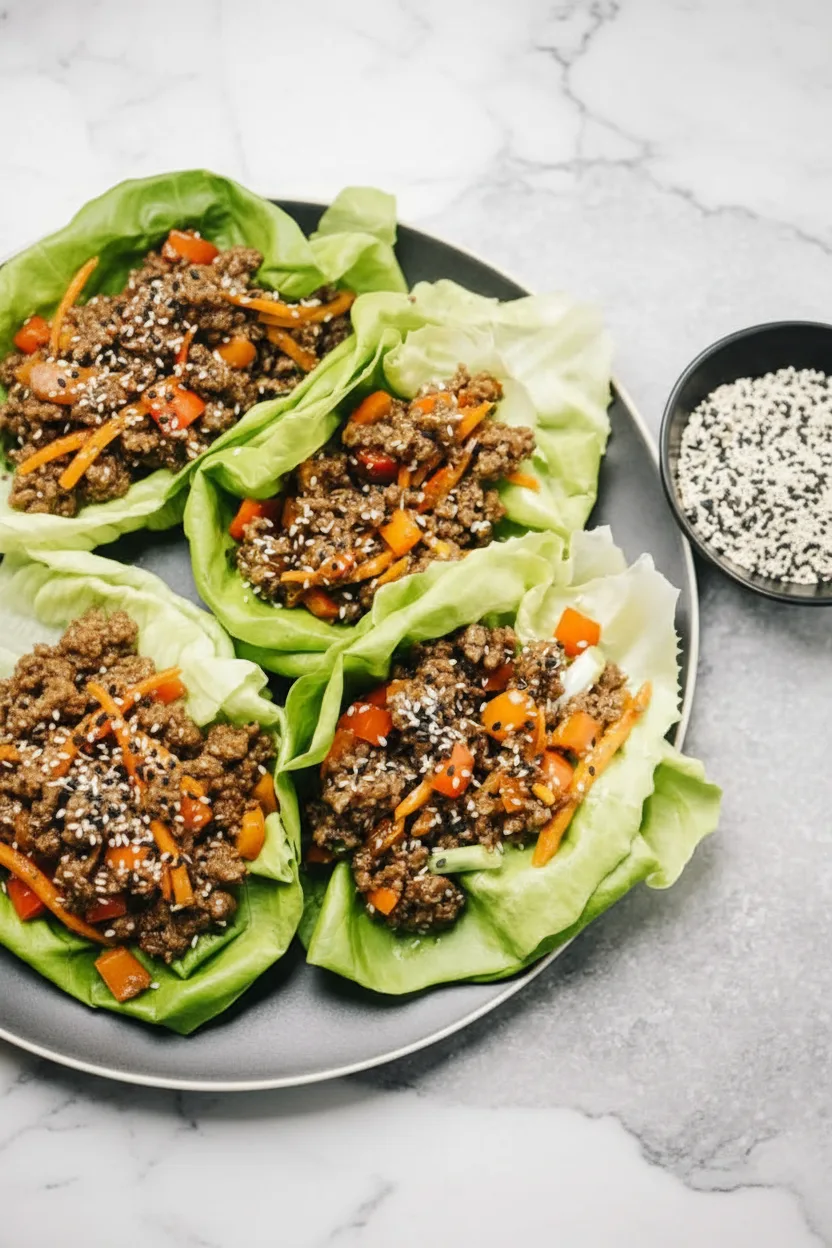 Asian-Style Ground Beef Lettuce Wraps