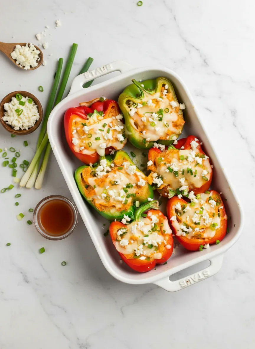 Buffalo Chicken Stuffed Peppers – Dairy Free & Low Carb