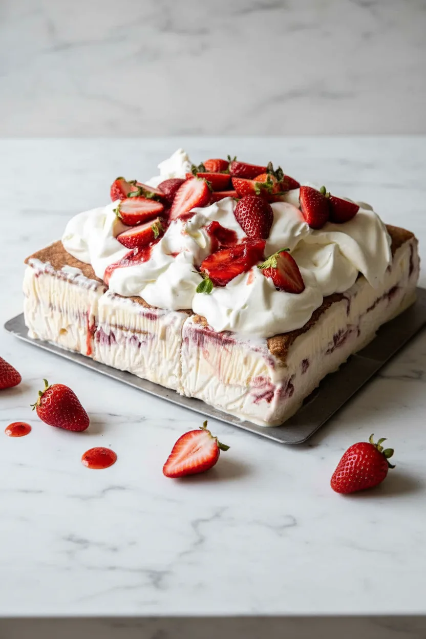 Easy Strawberry Ice Cream Cake Dessert