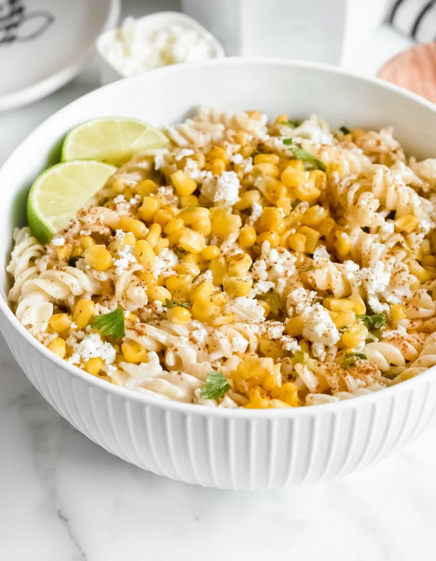 Healthy Greek Yogurt Street Corn Pasta Salad