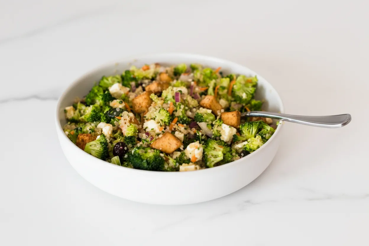 High Protein Broccoli Salad with Crunchy Seeds