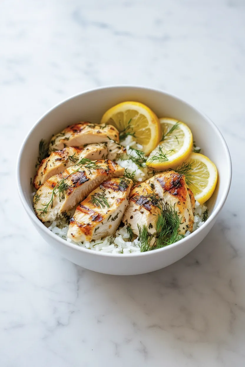 Mediterranean Lemon Dill Chicken Bowls