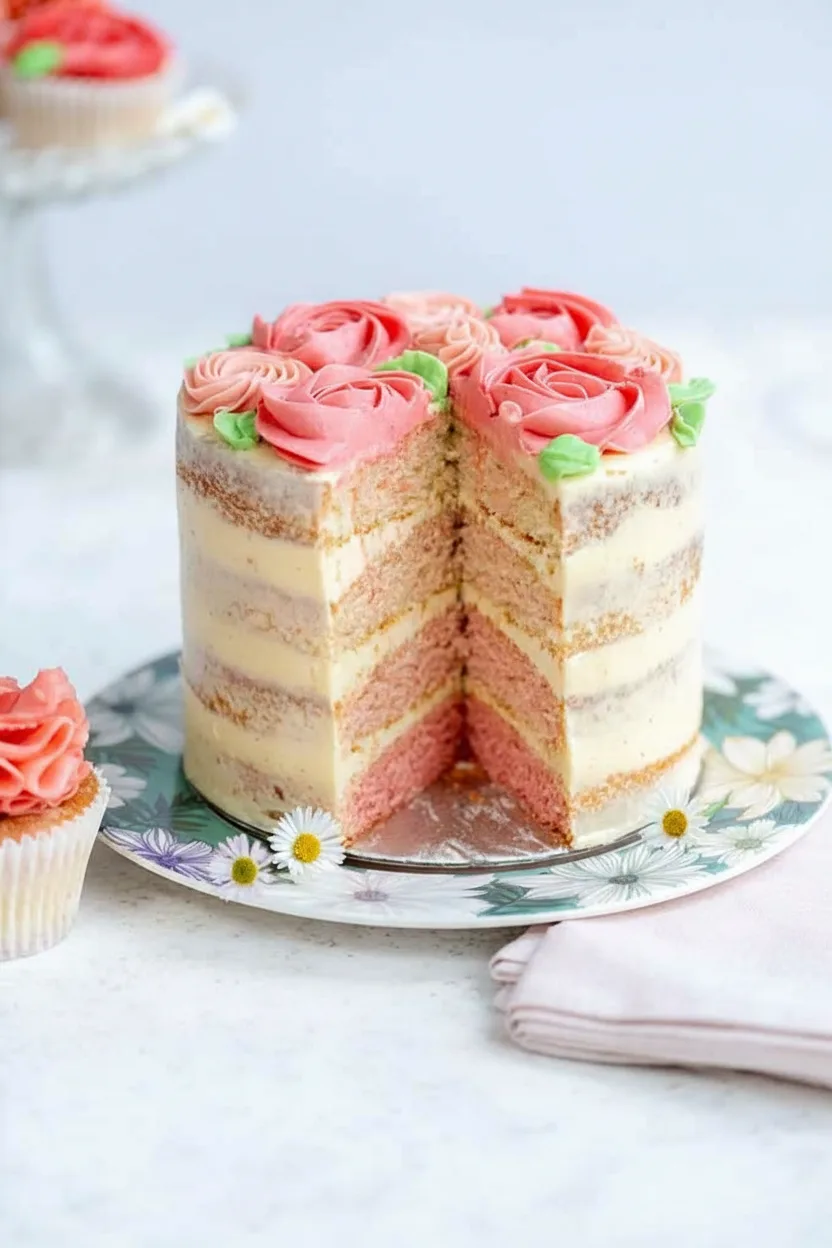 Ombre Pink Baby In Bloom Cake