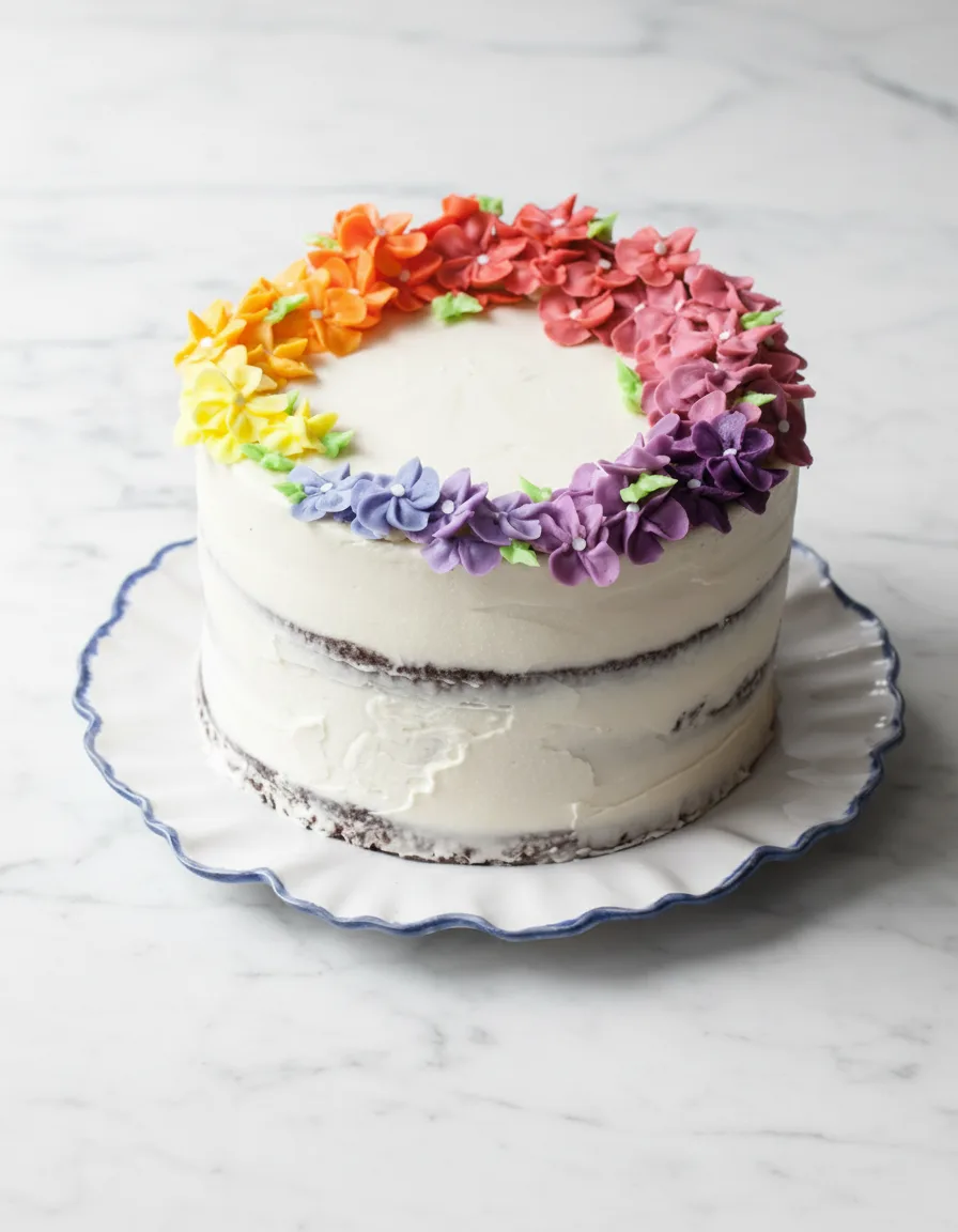 Rainbow Flower Baby In Bloom Cake