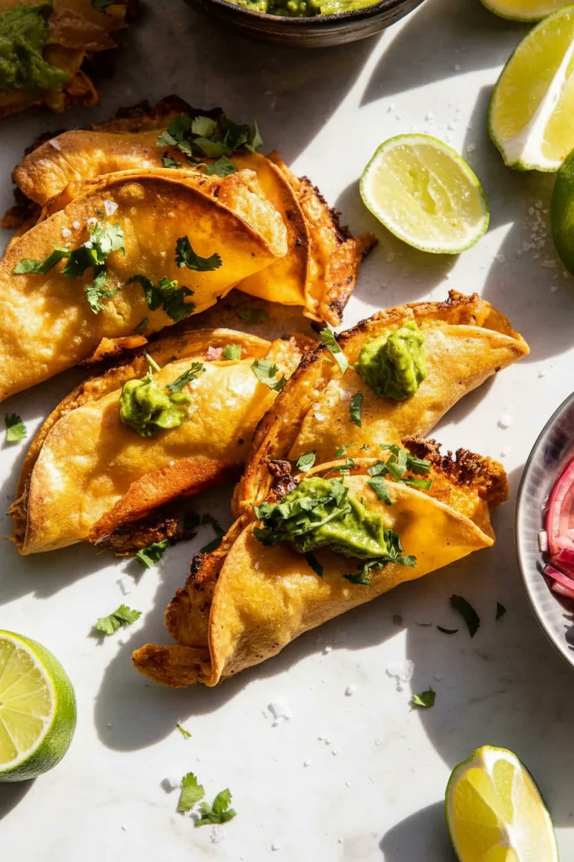 Slow Cooker Chicken Tinga Tacos with Avocado Crema