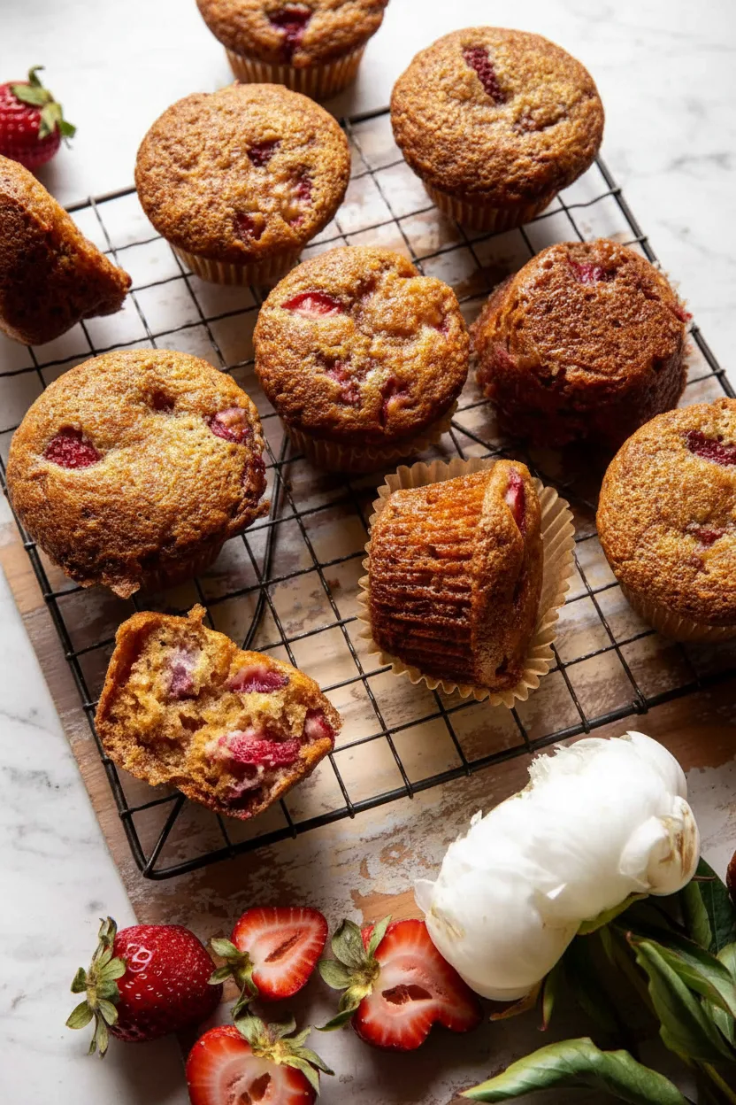 Strawberry Caramel Bakery Style Muffins