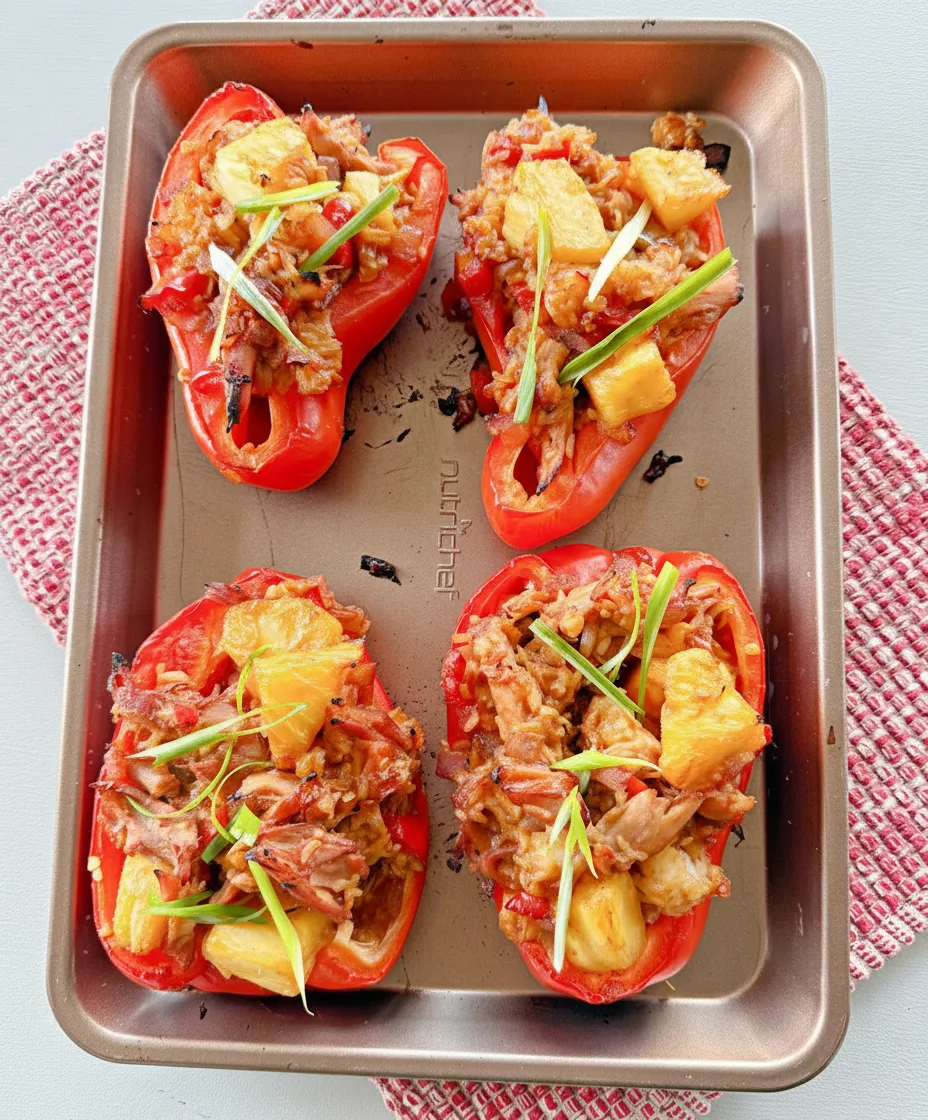 Teriyaki Pineapple Chicken Stuffed Peppers