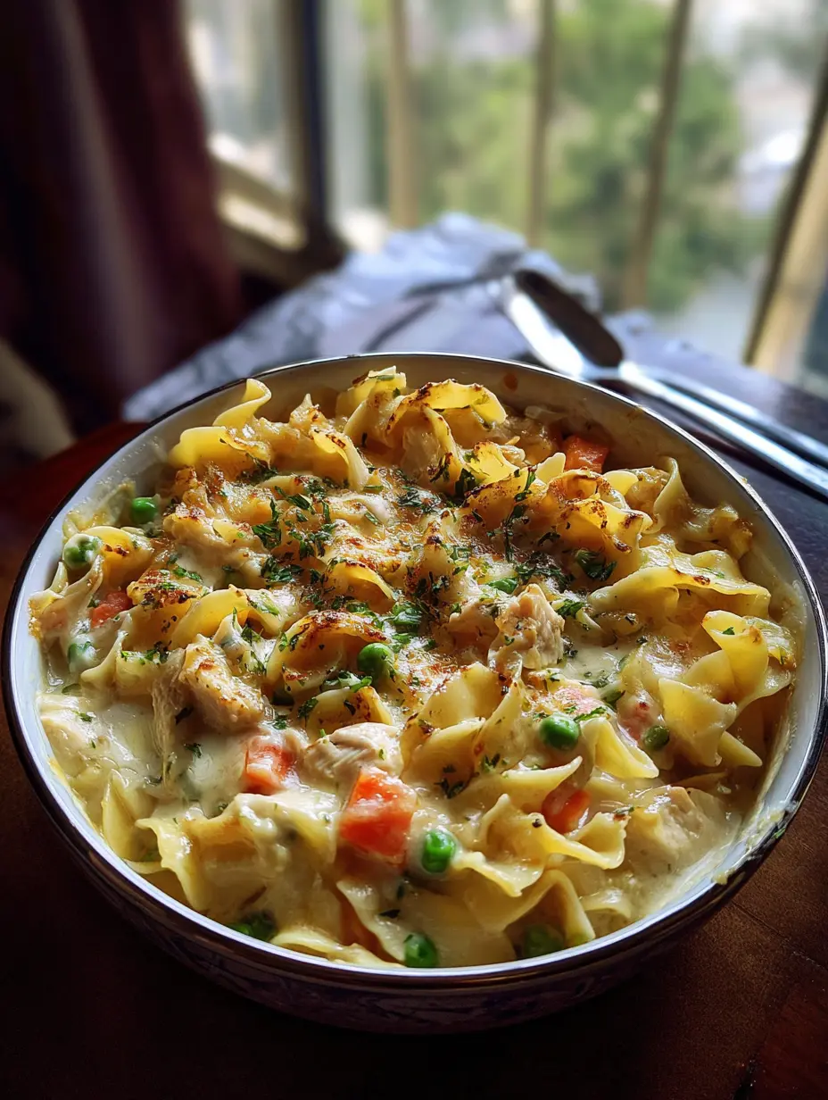 Chicken Pot Pie Noodle Bake