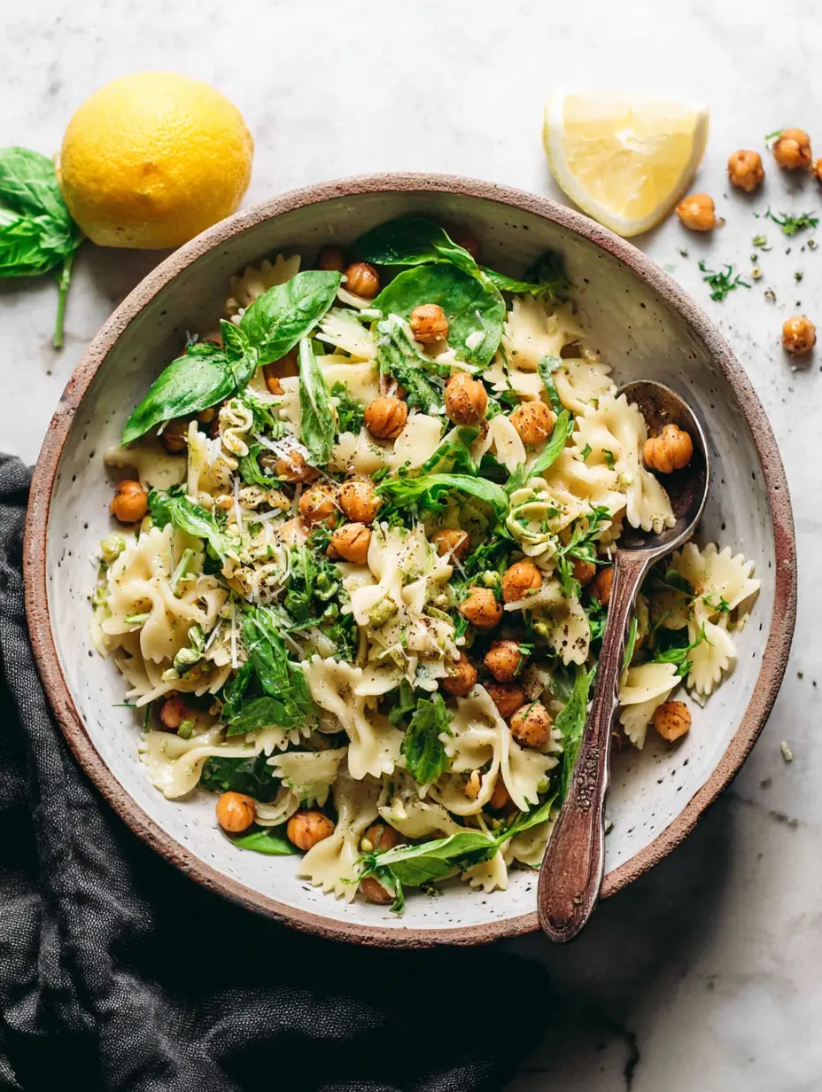 Lemon Herb Pasta Salad with Marinated Chickpeas