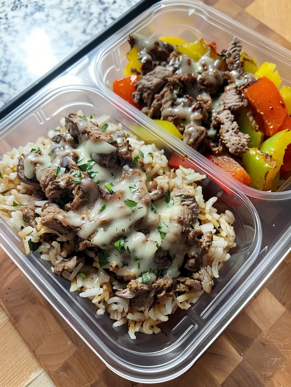 Philly Cheesesteak Rice Bowl Meal Prep