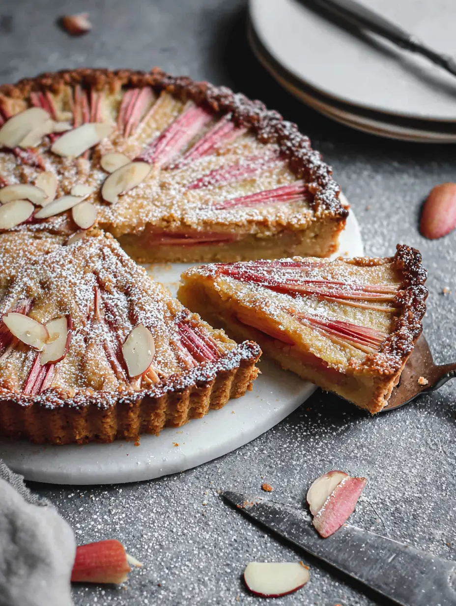 Rustic Rhubarb Almond Frangipane Tart