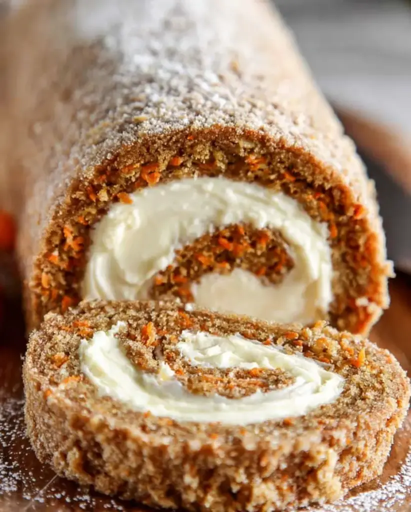 Soft Carrot Cake Roll with Cream Cheese Filling