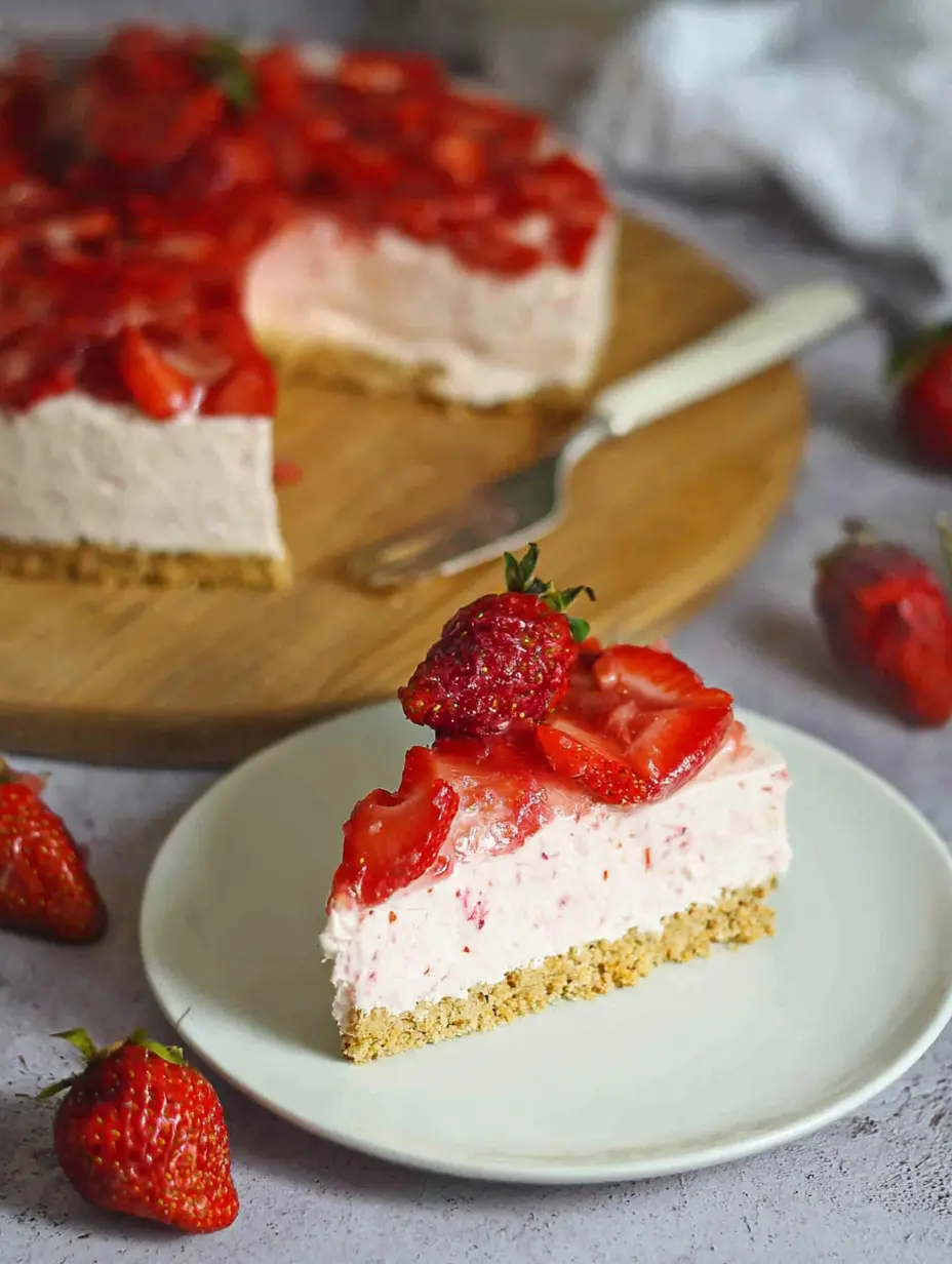 Strawberry Cheesecake with Crunchy Biscuit Base