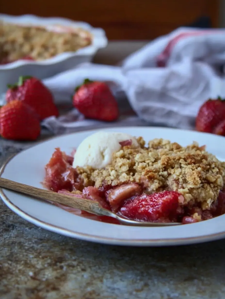 Strawberry Rhubarb Crisp with Oat Crumble