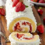 Strawberry Shortcake Cake Roll with Cream Filling