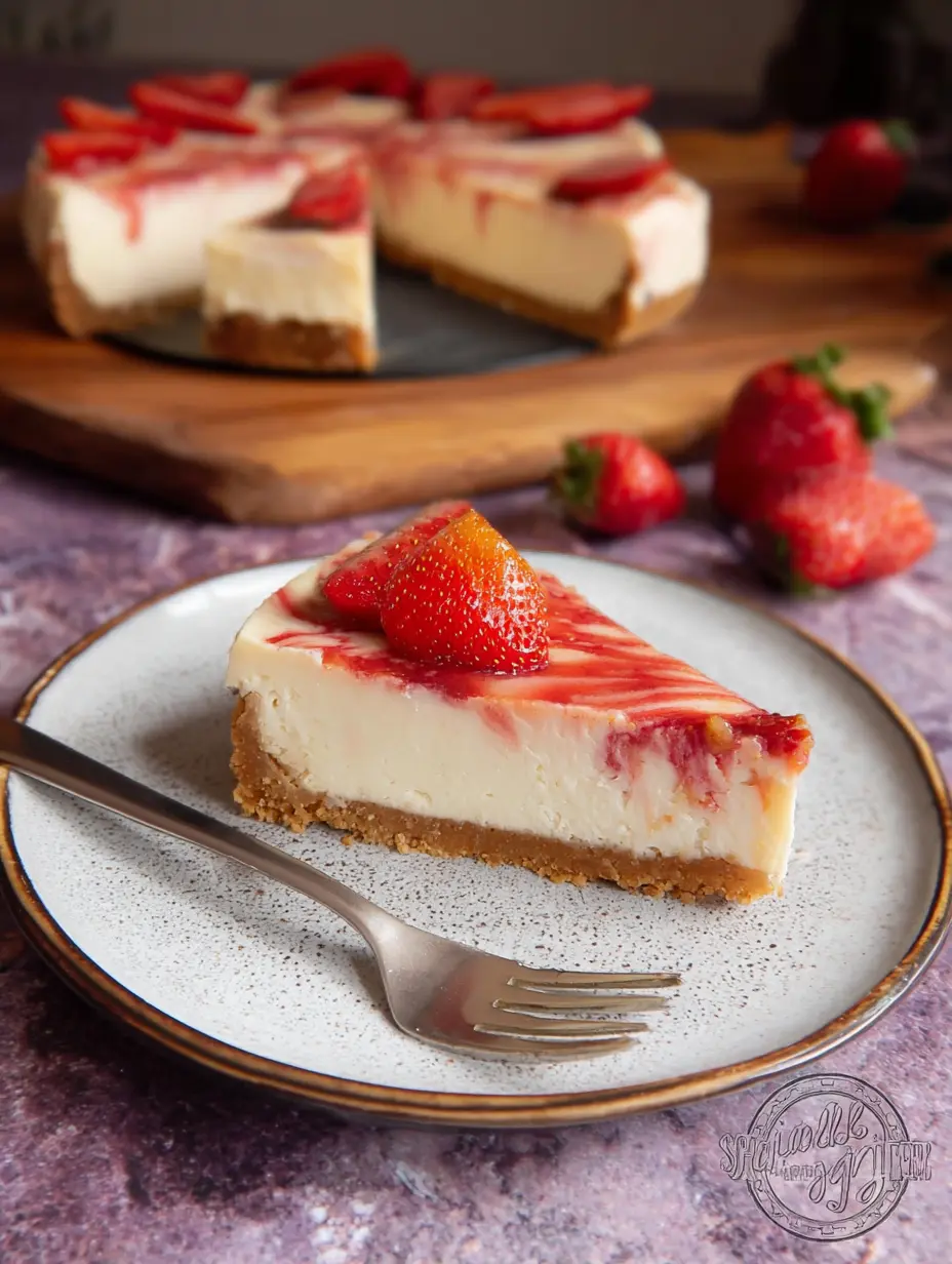 Strawberry Swirl Cheesecake with Vanilla Base