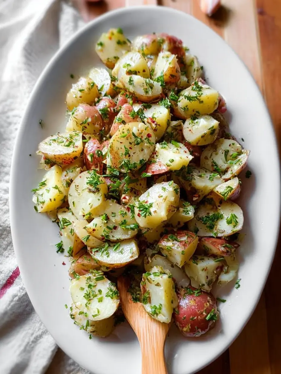 Warm Garlic Herb Potato Salad
