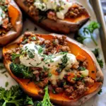 Ground Beef Stuffed Sweet Potatoes