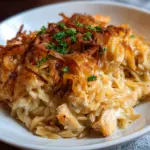 French Onion Chicken Orzo Casserole