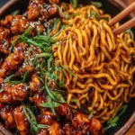 Sticky Garlic Chicken Noodles