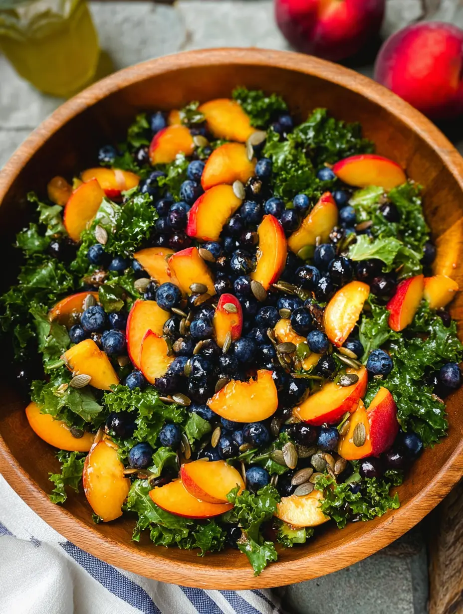 Summer Peach Blueberry Kale Salad