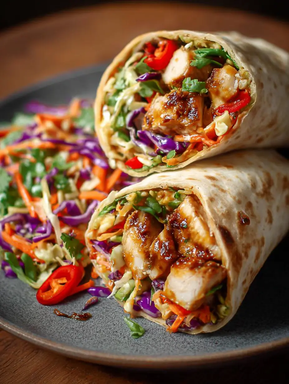 Thai Chicken Wrap with Crunchy Asian Slaw