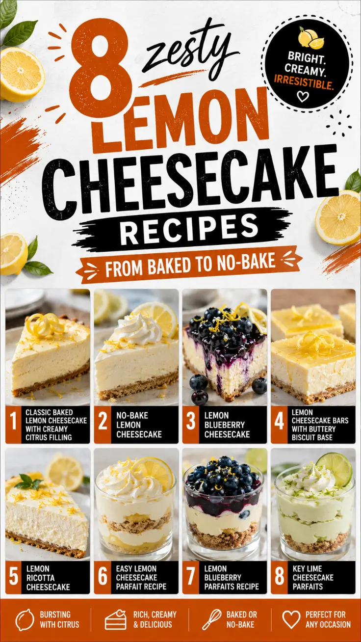 8 Zesty Lemon Cheesecake Recipes From Baked to No-Bake